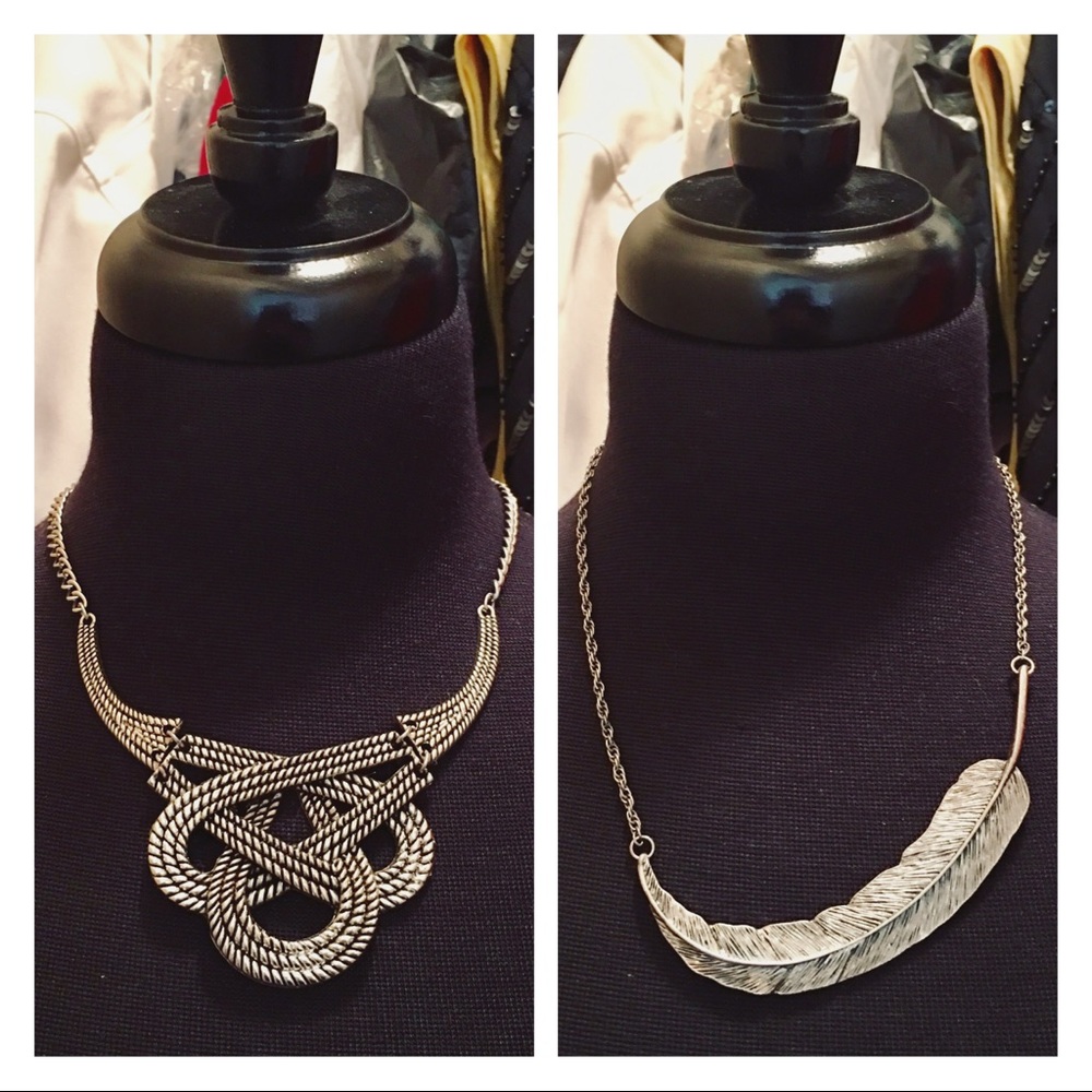⭐️Silvertone Necklaces Bundle Sailor Rope Feather